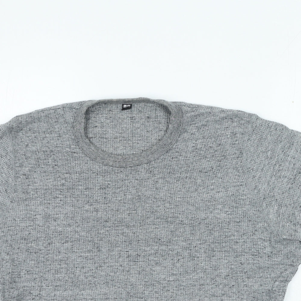 Uniqlo Mens Grey Cotton T-Shirt Size S Round Neck