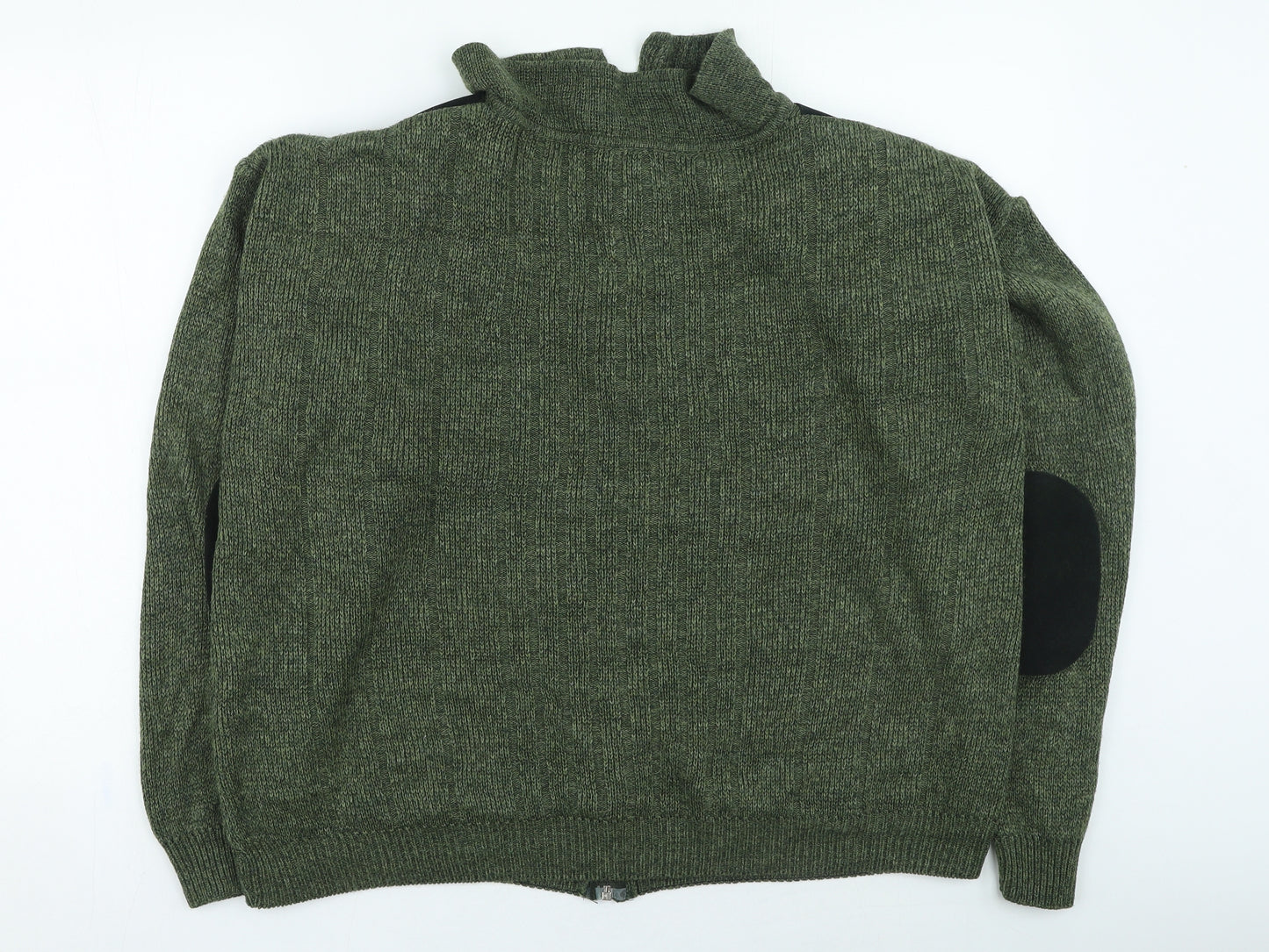 Chums Mens Green High Neck Acrylic Full Zip Jumper Size M