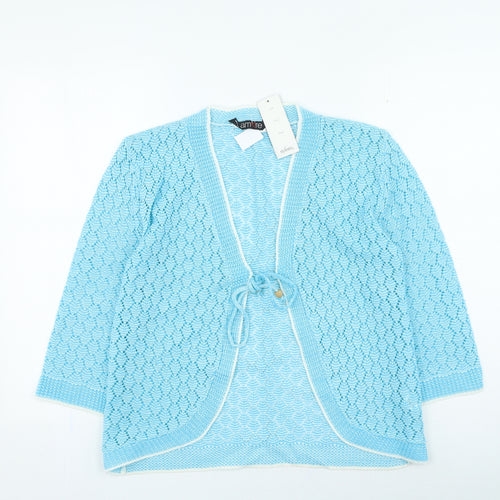amare Womens Blue Round Neck Acrylic Cardigan Jumper Size S