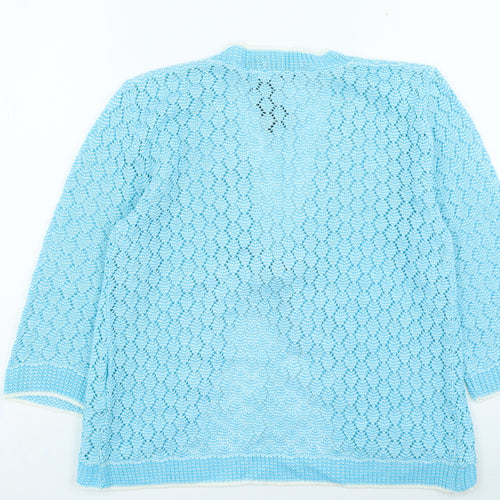 amare Womens Blue Round Neck Acrylic Cardigan Jumper Size S