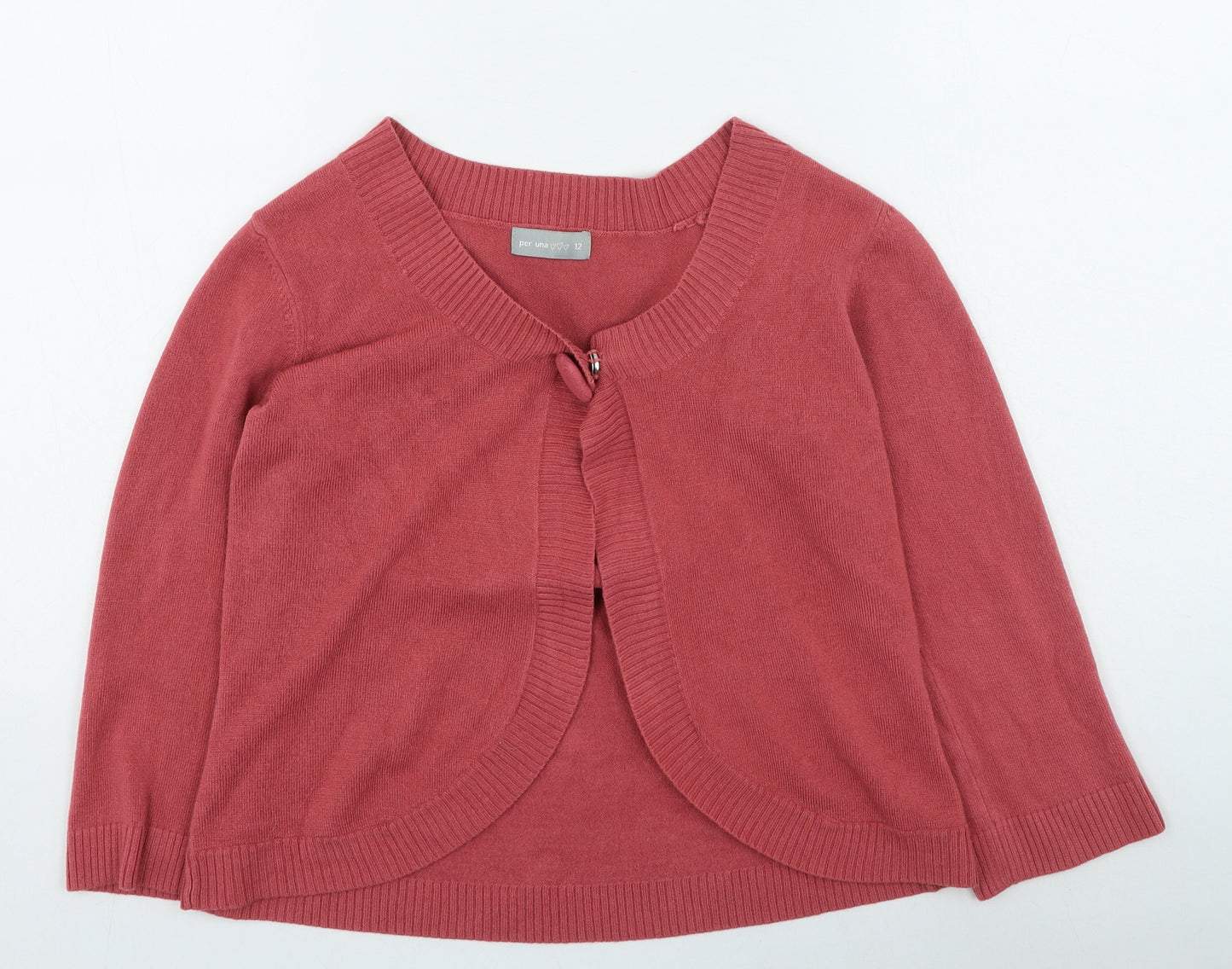 Marks and Spencer Womens Pink Round Neck Acrylic Cardigan Jumper Size 12