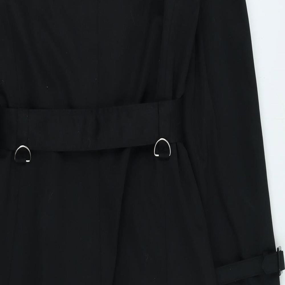 Preworn Womens Black Trench Coat Coat Size S Button
