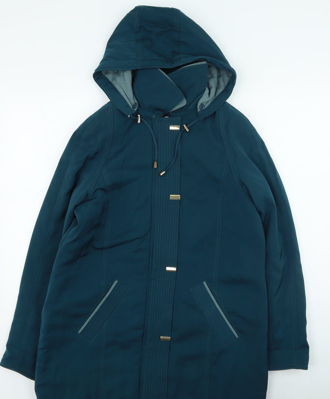 Isle Womens Green Rain Coat Coat Size 12 Zip