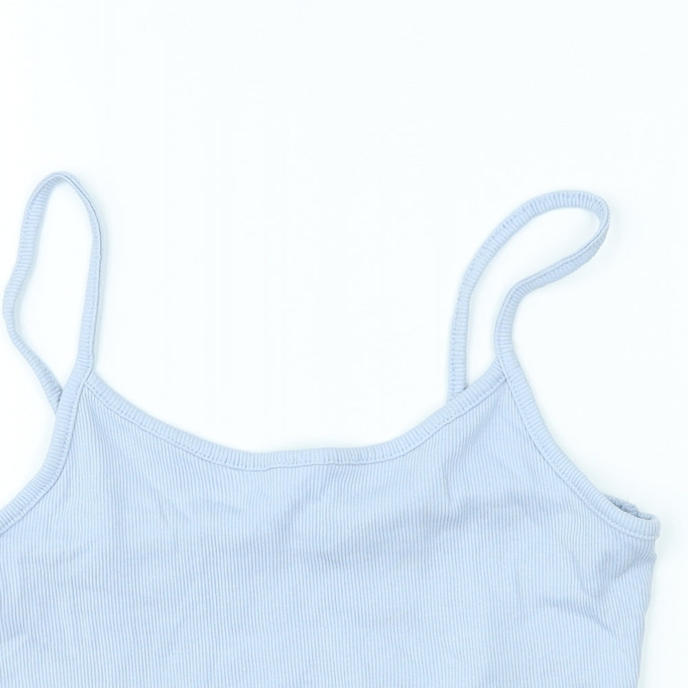 George Womens Blue Cotton Basic Tank Size 12 Scoop Neck