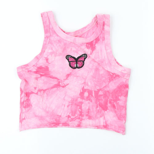 Preworn Womens Pink Polyester Basic Tank Size M Crew Neck