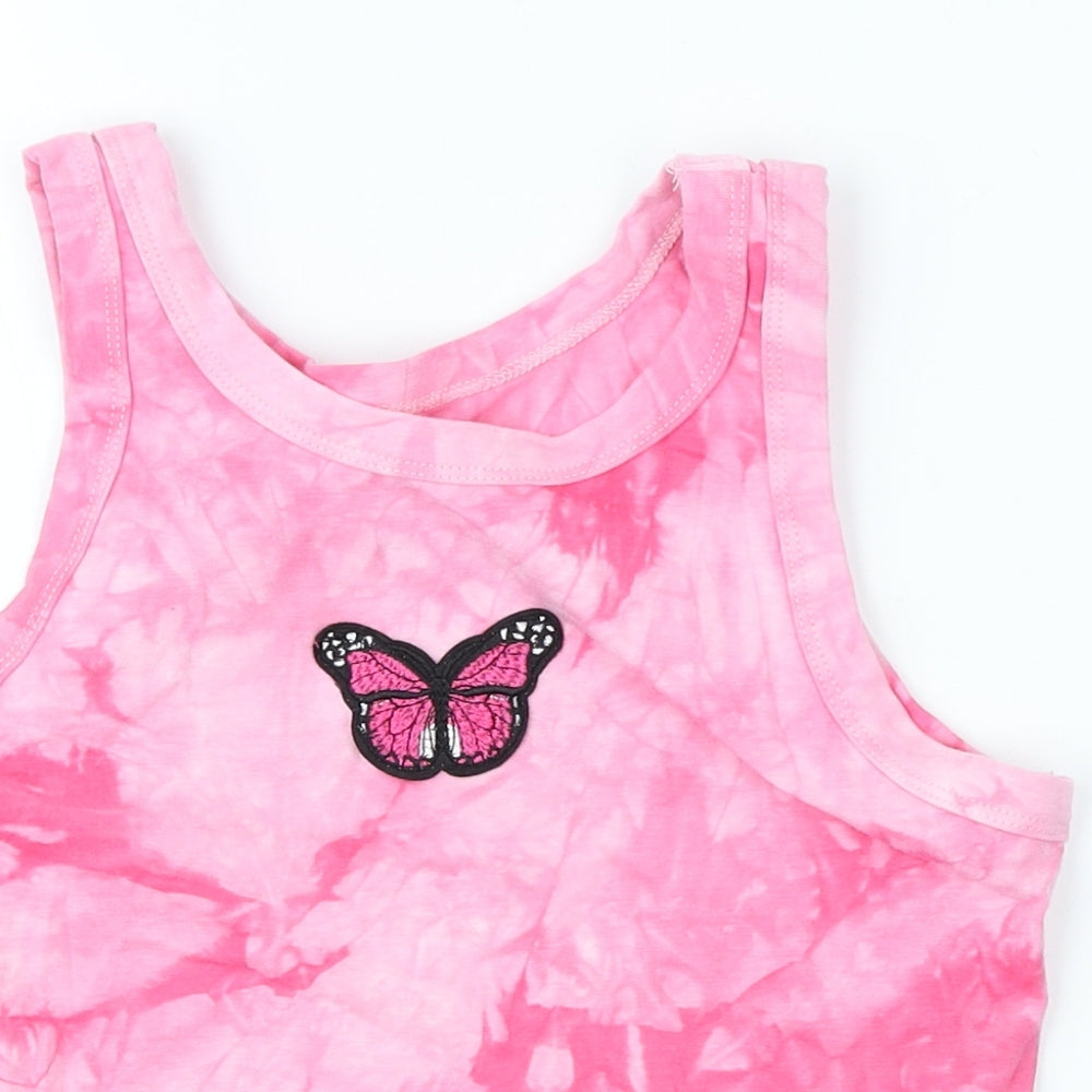 Preworn Womens Pink Polyester Basic Tank Size M Crew Neck