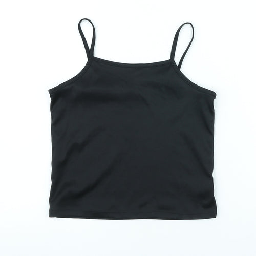 YD Girls Black Polyester Basic Tank Size 9-10 Years Crew Neck