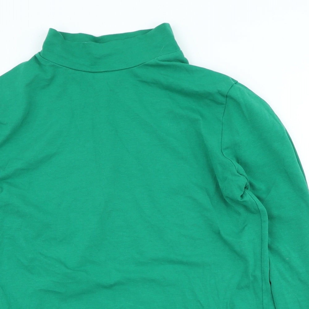 Marks and Spencer Womens Green Cotton Basic T-Shirt Size 14 High Neck