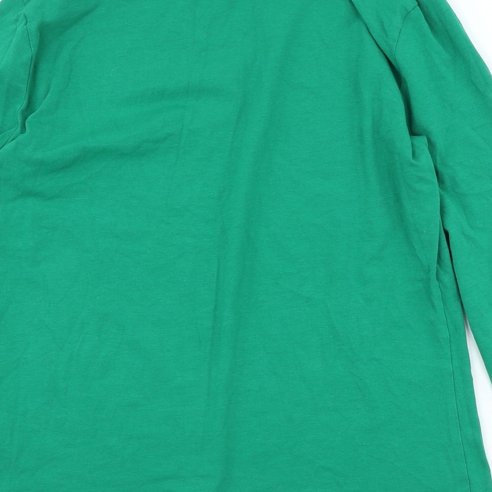 Marks and Spencer Womens Green Cotton Basic T-Shirt Size 14 High Neck