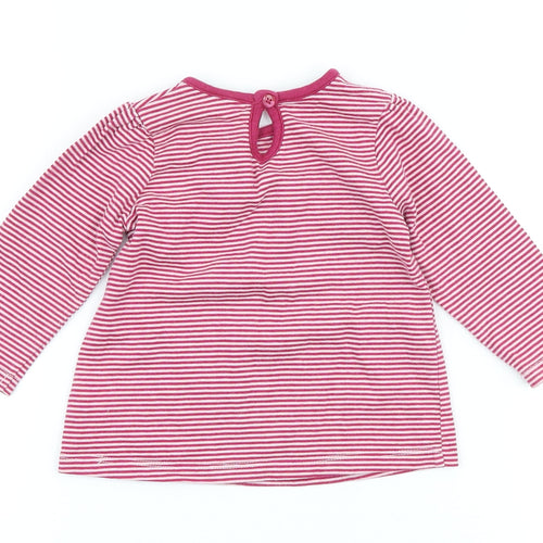 George Girls Pink Striped 100% Cotton A-Line Size 6-9 Months Crew Neck
