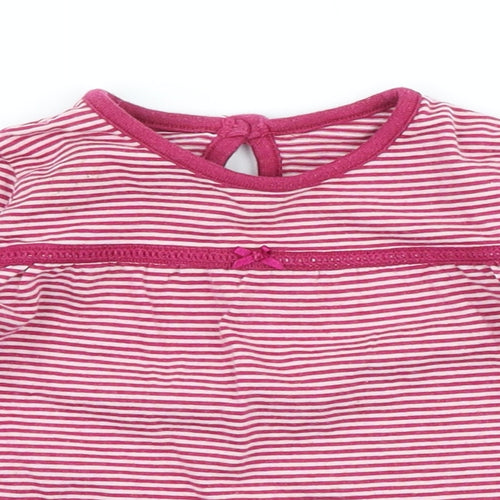 George Girls Pink Striped 100% Cotton A-Line Size 6-9 Months Crew Neck