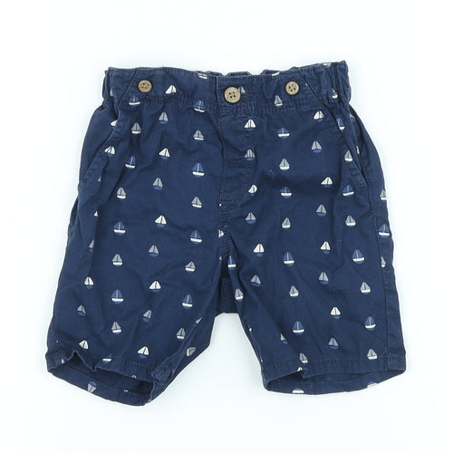 H&M Boys Blue 100% Cotton Cropped Trousers Size 12-18 Months