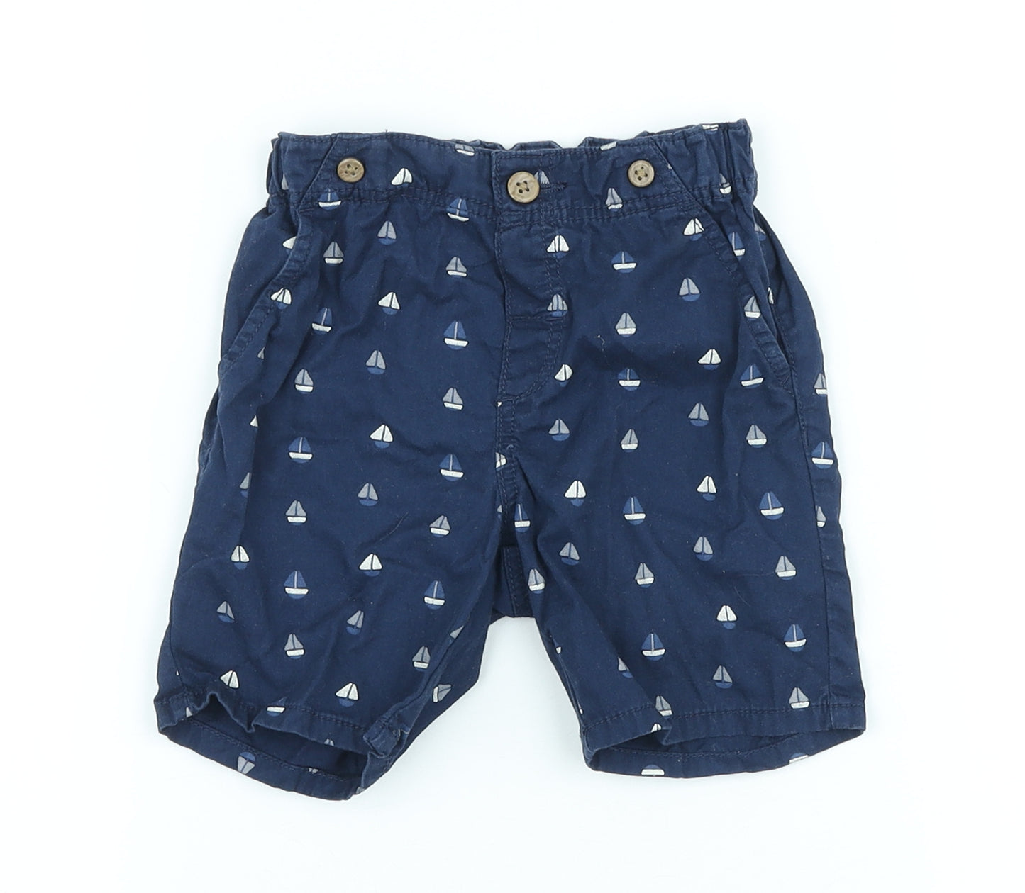H&M Boys Blue 100% Cotton Cropped Trousers Size 12-18 Months