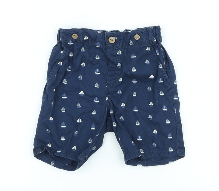 H&M Boys Blue 100% Cotton Cropped Trousers Size 12-18 Months