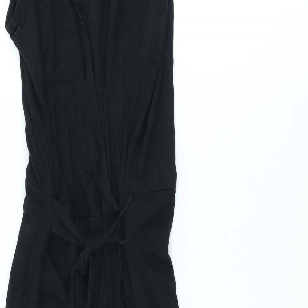 H&M Womens Black Cotton Skater Dress Size S V-Neck