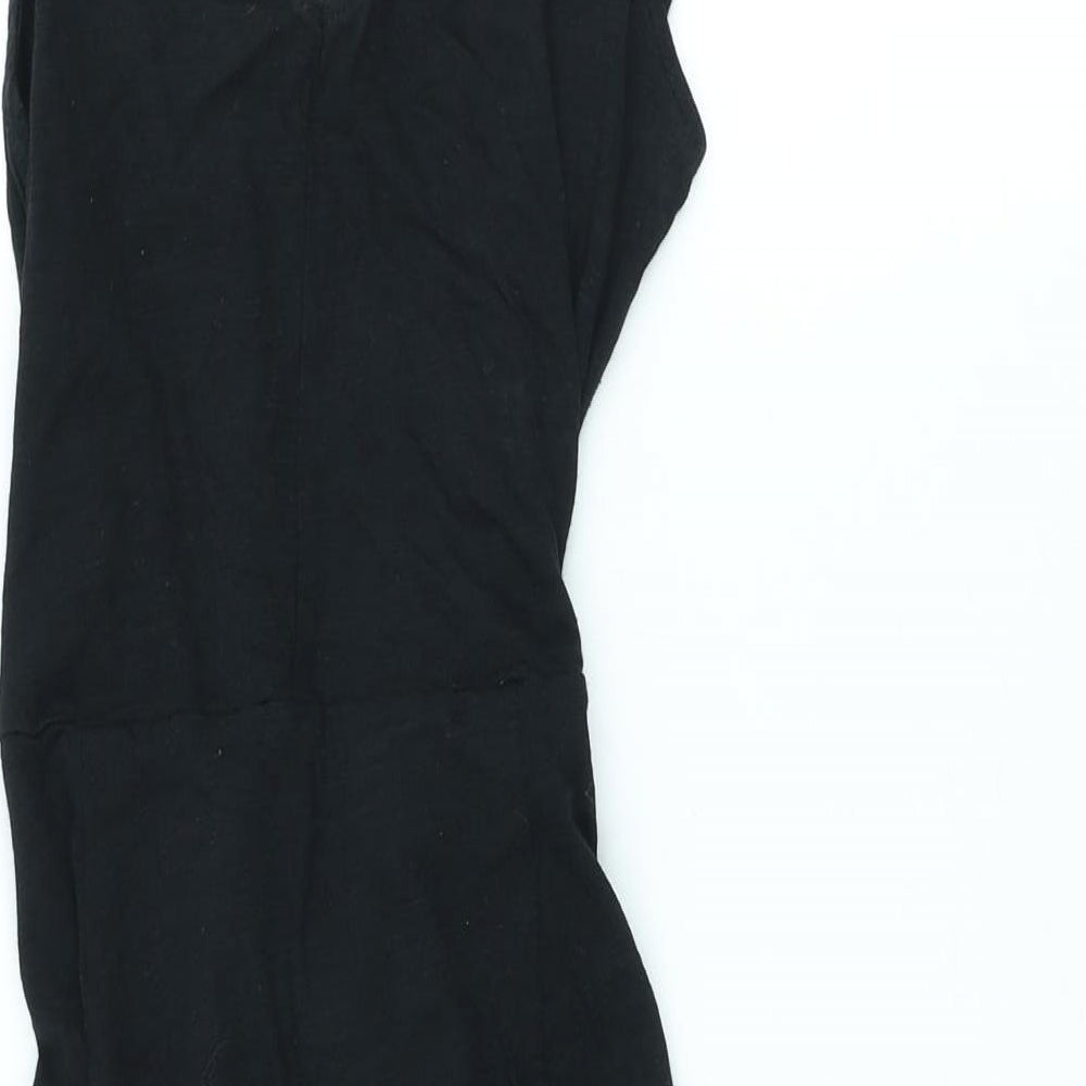 H&M Womens Black Cotton Skater Dress Size S V-Neck
