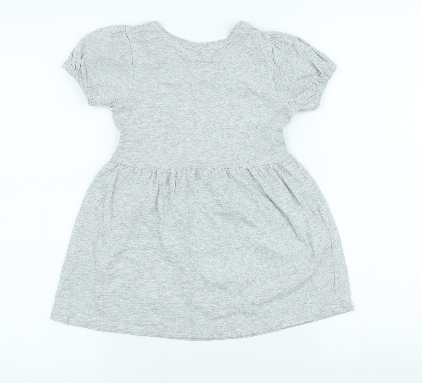 I love Girlswear Girls Grey Cotton Skater Dress Size 4 Years Crew Neck