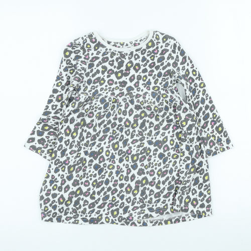 Studio Girls Multicoloured Animal Print 100% Cotton A-Line Size 3-4 Years Scoop Neck