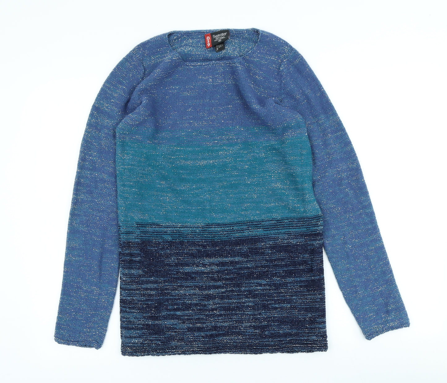 Sweater Shop Womens Blue Scoop Neck Cotton Blend Pullover Jumper Size S