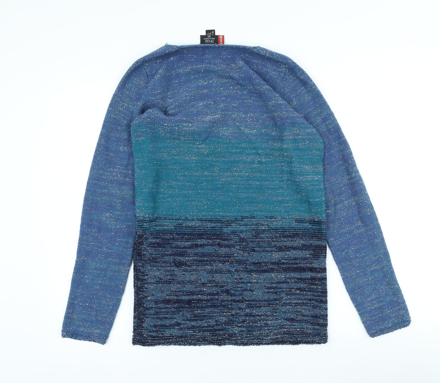 Sweater Shop Womens Blue Scoop Neck Cotton Blend Pullover Jumper Size S