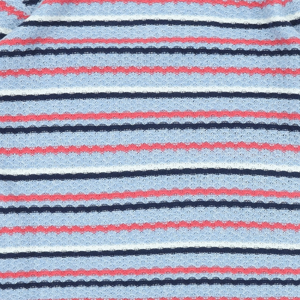 Isle Womens Blue Scoop Neck Striped Acrylic Pullover Jumper Size M
