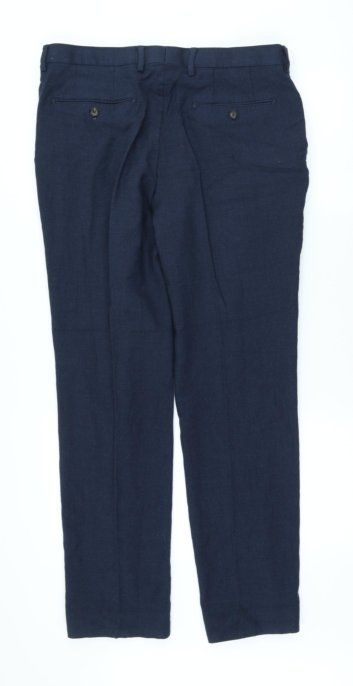 NEXT Mens Black Wool Trousers Size 36 in L30 in Regular