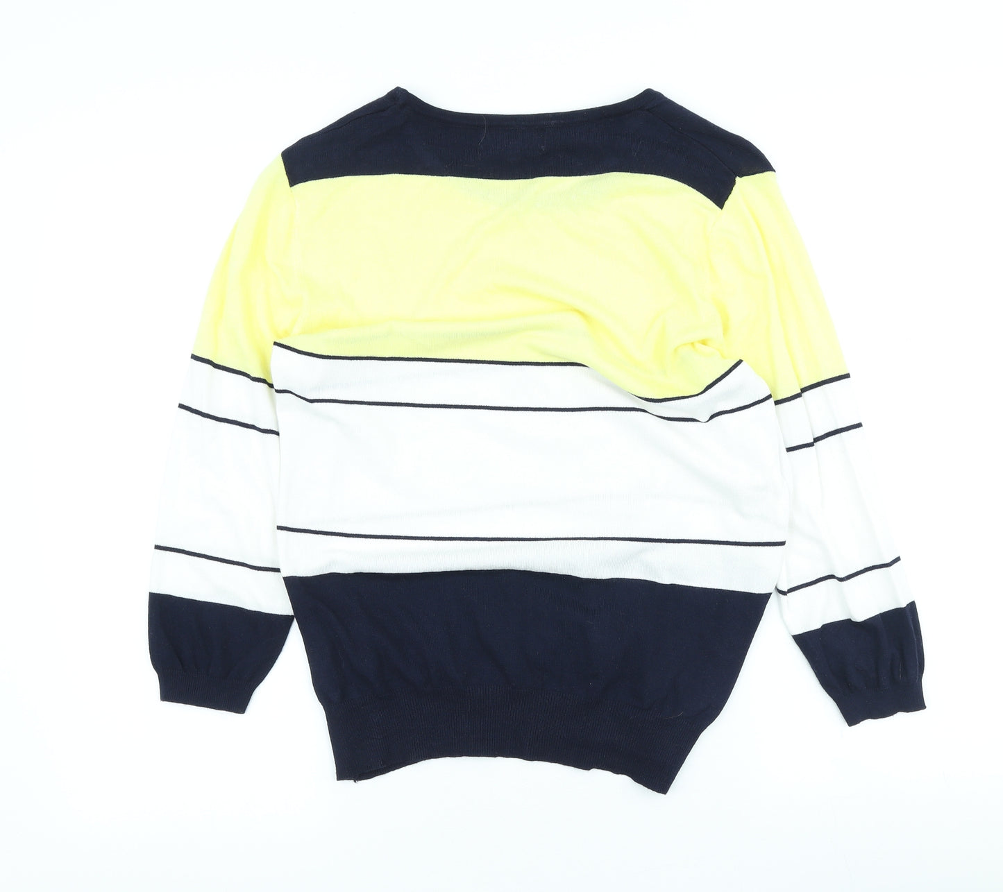 BASSINI Womens Multicoloured Scoop Neck Striped Viscose Pullover Jumper Size M