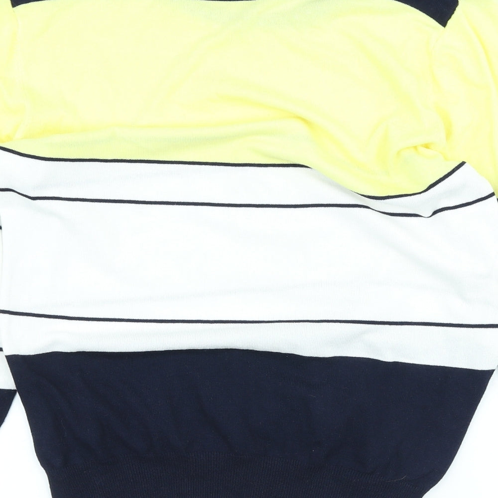 BASSINI Womens Multicoloured Scoop Neck Striped Viscose Pullover Jumper Size M