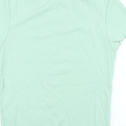 New Look Womens Green Cotton Basic T-Shirt Size 14 Scoop Neck