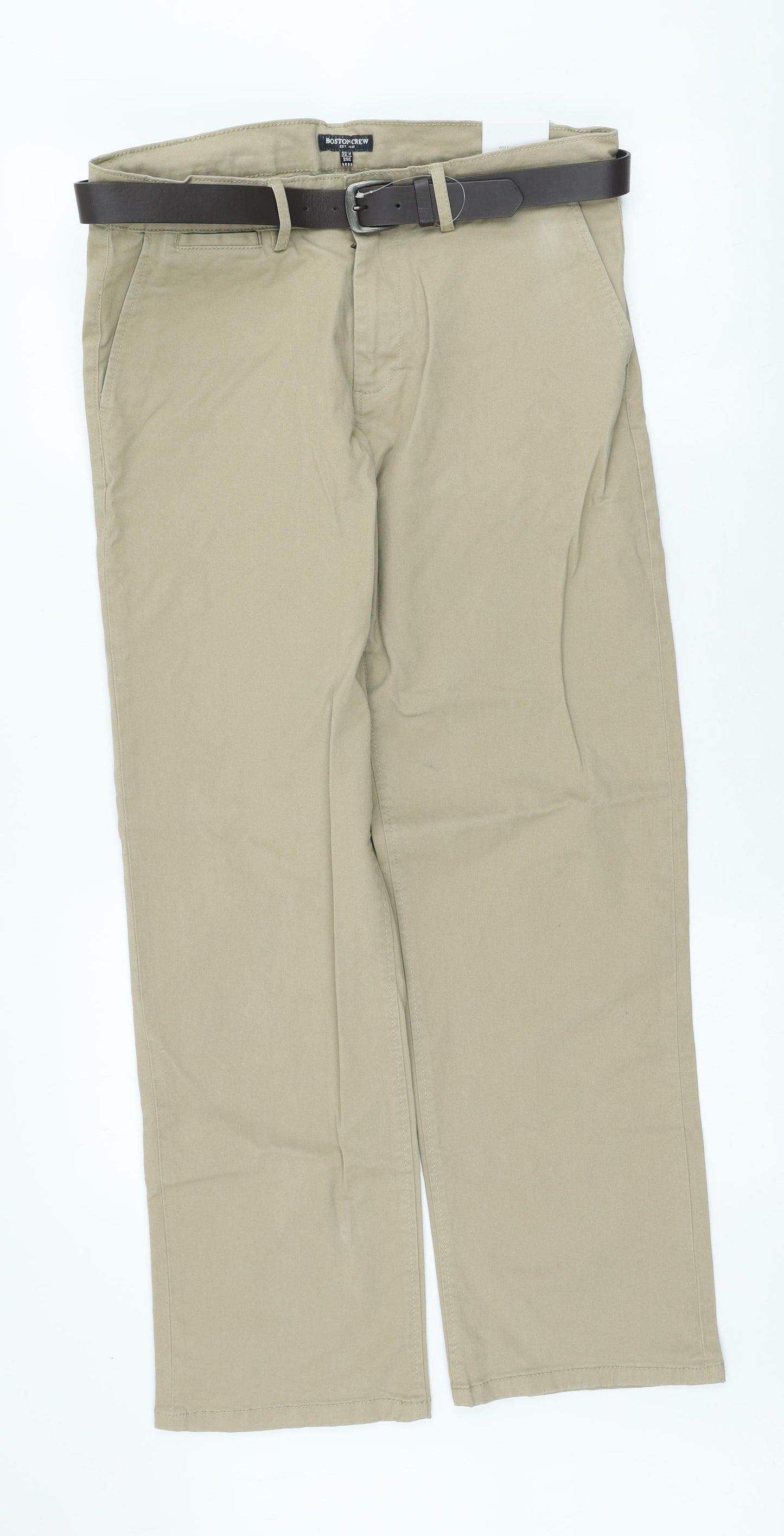 George Mens Beige Cotton Chino Trousers Size 32 in L29 in Regular