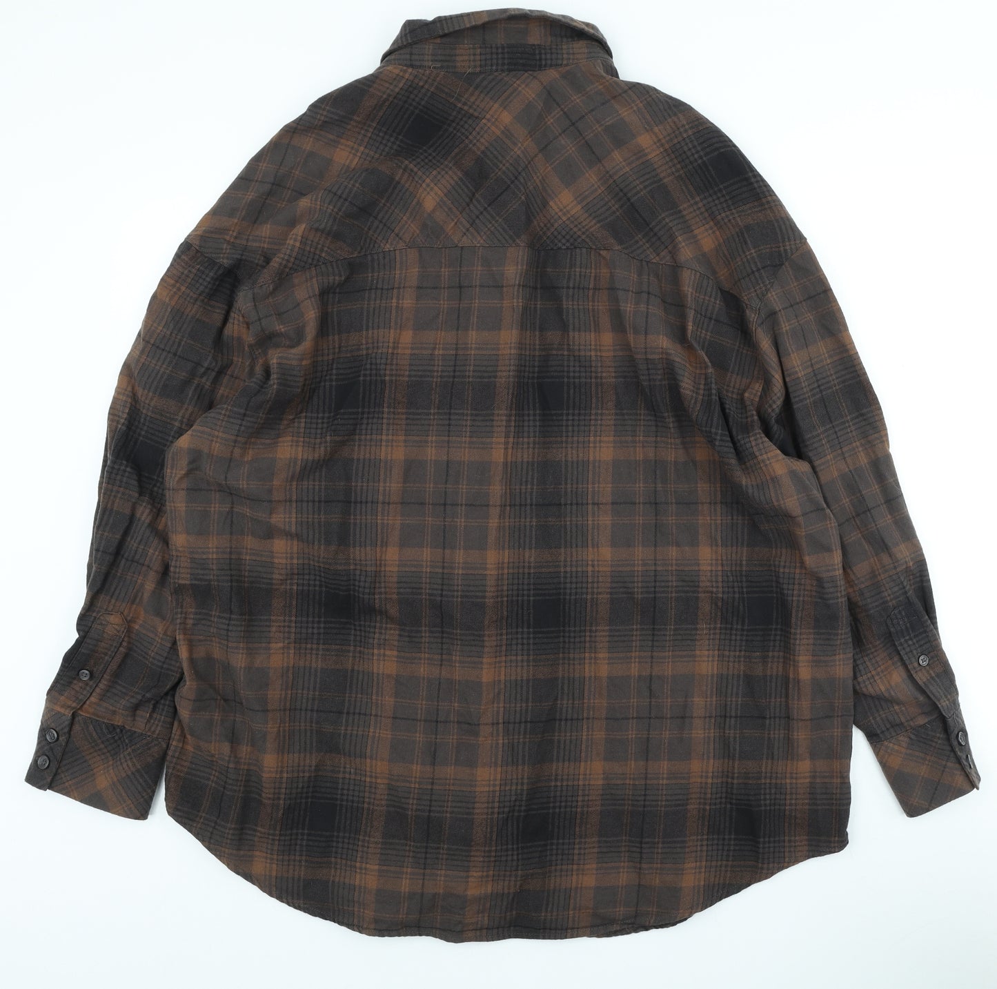 Divided by H&M Womens Brown Plaid 100% Cotton Basic Button-Up Size L Collared