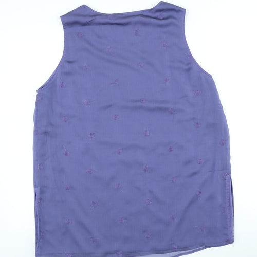 ELVI Womens Purple Floral Polyester Basic Blouse Size 16 Scoop Neck