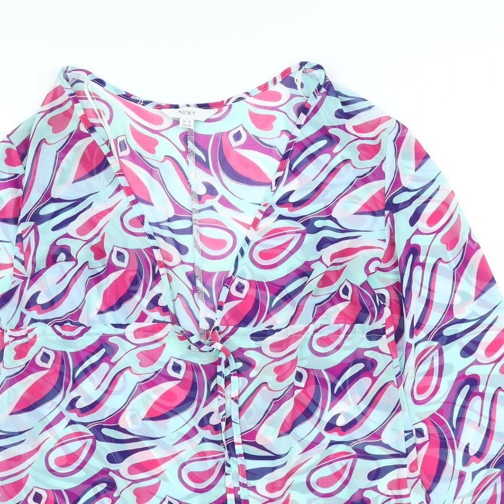 NEXT Womens Multicoloured Polyester Basic T-Shirt Size 14 V-Neck