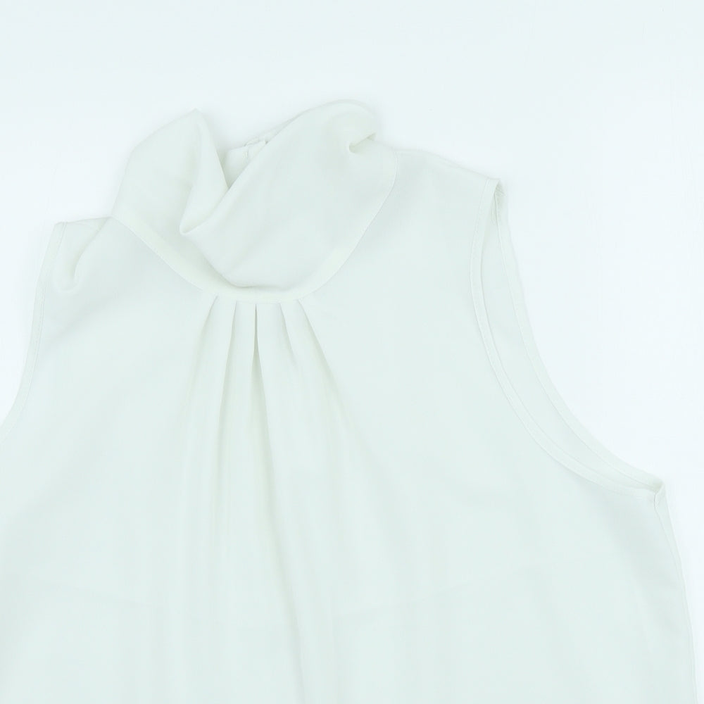 Alexon Womens White Polyester Tunic Blouse Size 18 High Neck