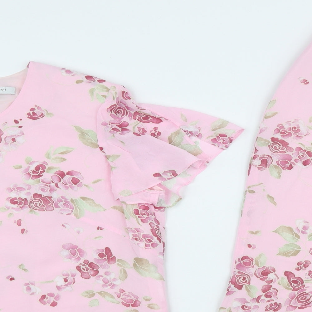 Jacques Vert Womens Pink Floral Viscose Swing Set Size 18 Button