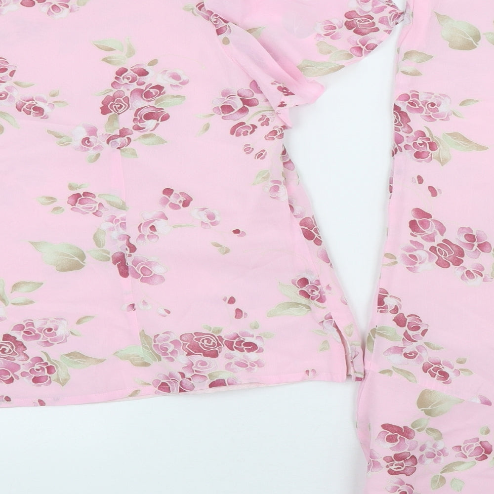 Jacques Vert Womens Pink Floral Viscose Swing Set Size 18 Button