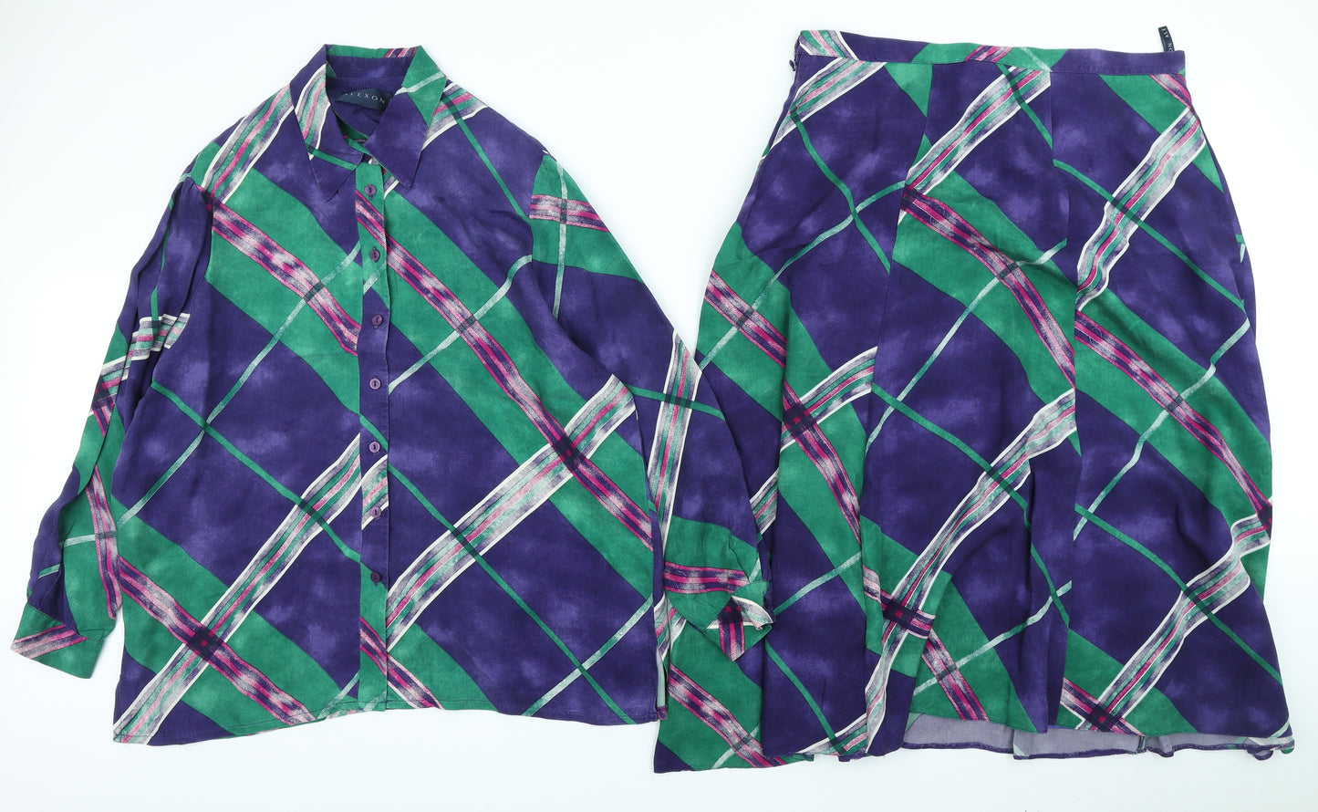Alexon Womens Multicoloured Geometric Cupro Swing Set Size 20 Zip