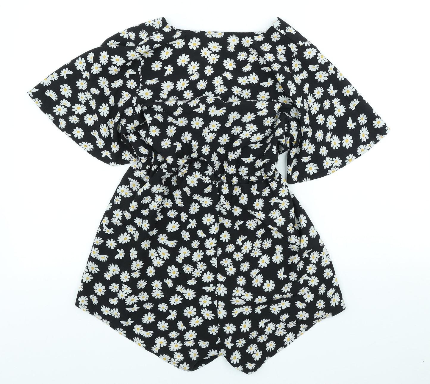 Zaful Womens Black Floral Polyester Playsuit One-Piece Size M