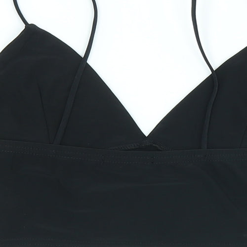 PRETTYLITTLETHING Womens Black Polyester Cropped Tank Size 8 V-Neck