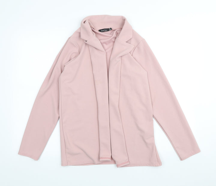 Boohoo Womens Pink Collared Polyester Cardigan Jumper Size 14