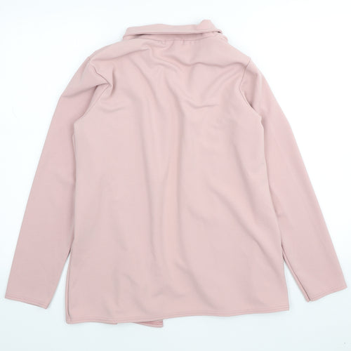 Boohoo Womens Pink Collared Polyester Cardigan Jumper Size 14