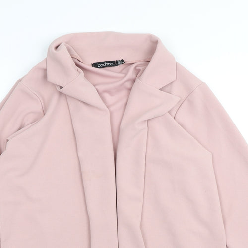Boohoo Womens Pink Collared Polyester Cardigan Jumper Size 14