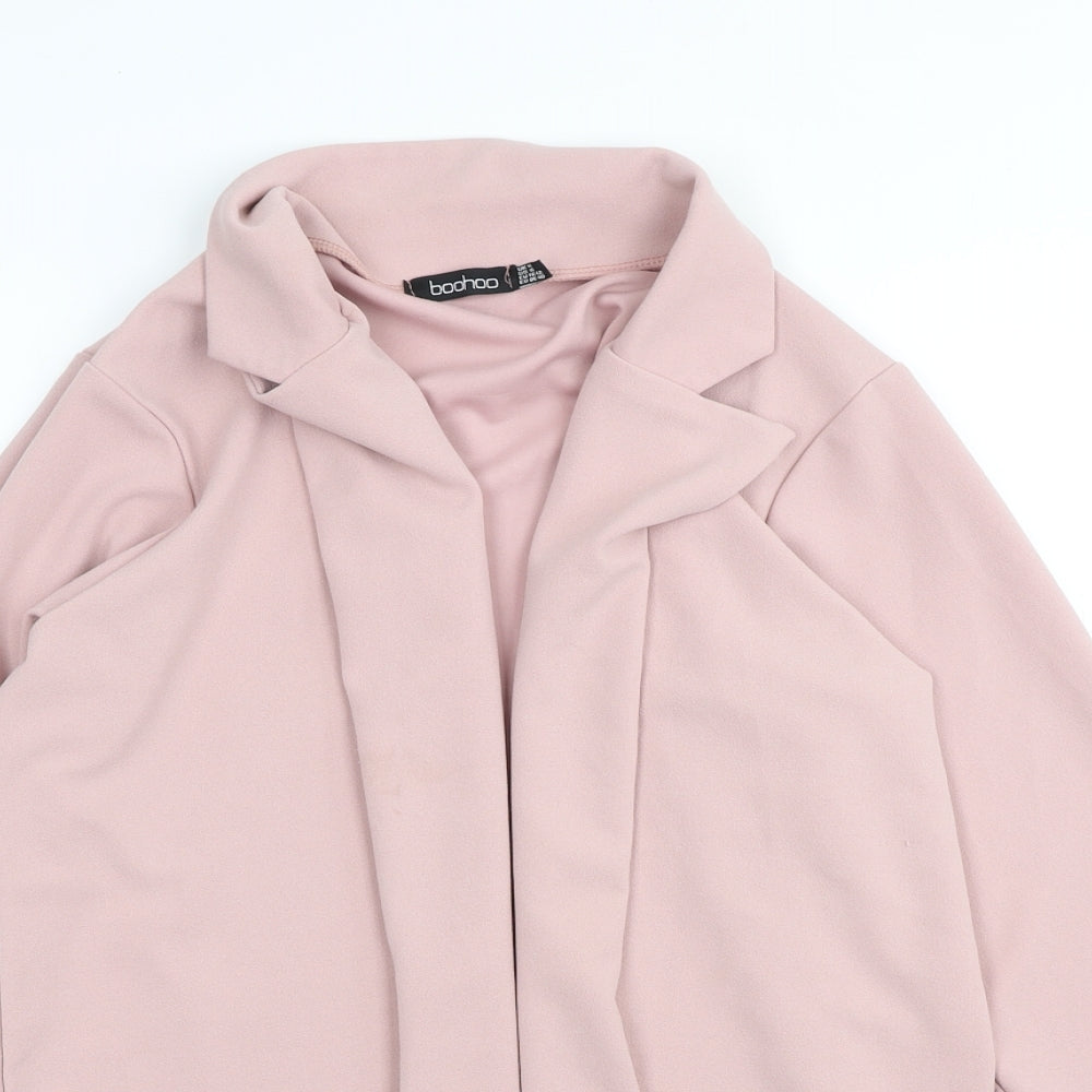 Boohoo Womens Pink Collared Polyester Cardigan Jumper Size 14