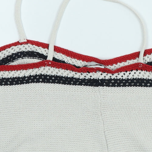 Zara Knit Womens Ivory Acrylic Cropped Tank Size 12 V-Neck
