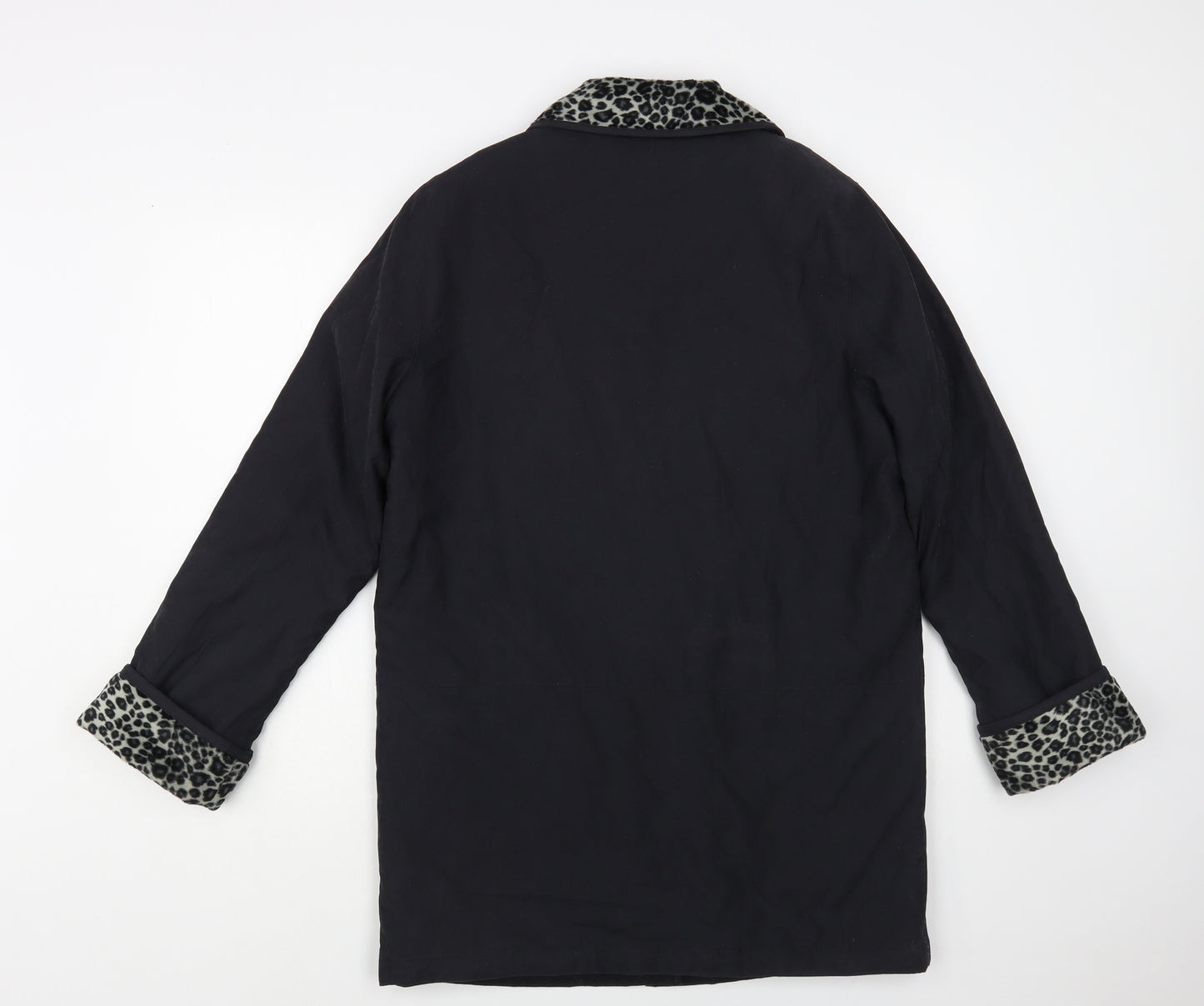 JFW Womens Black Animal Print Pea Coat Coat Size 10 Buckle