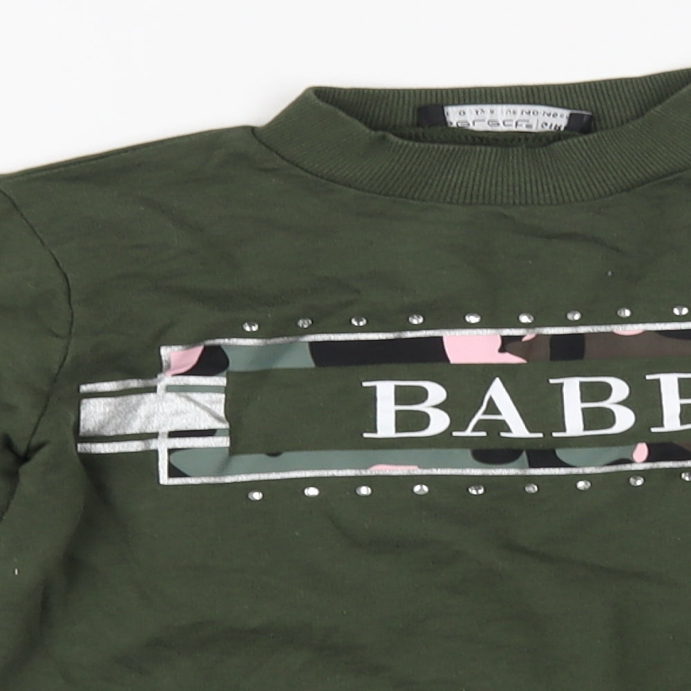 Select Girls Green Cotton Pullover Sweatshirt Size 10-11 Years Pullover - Babe