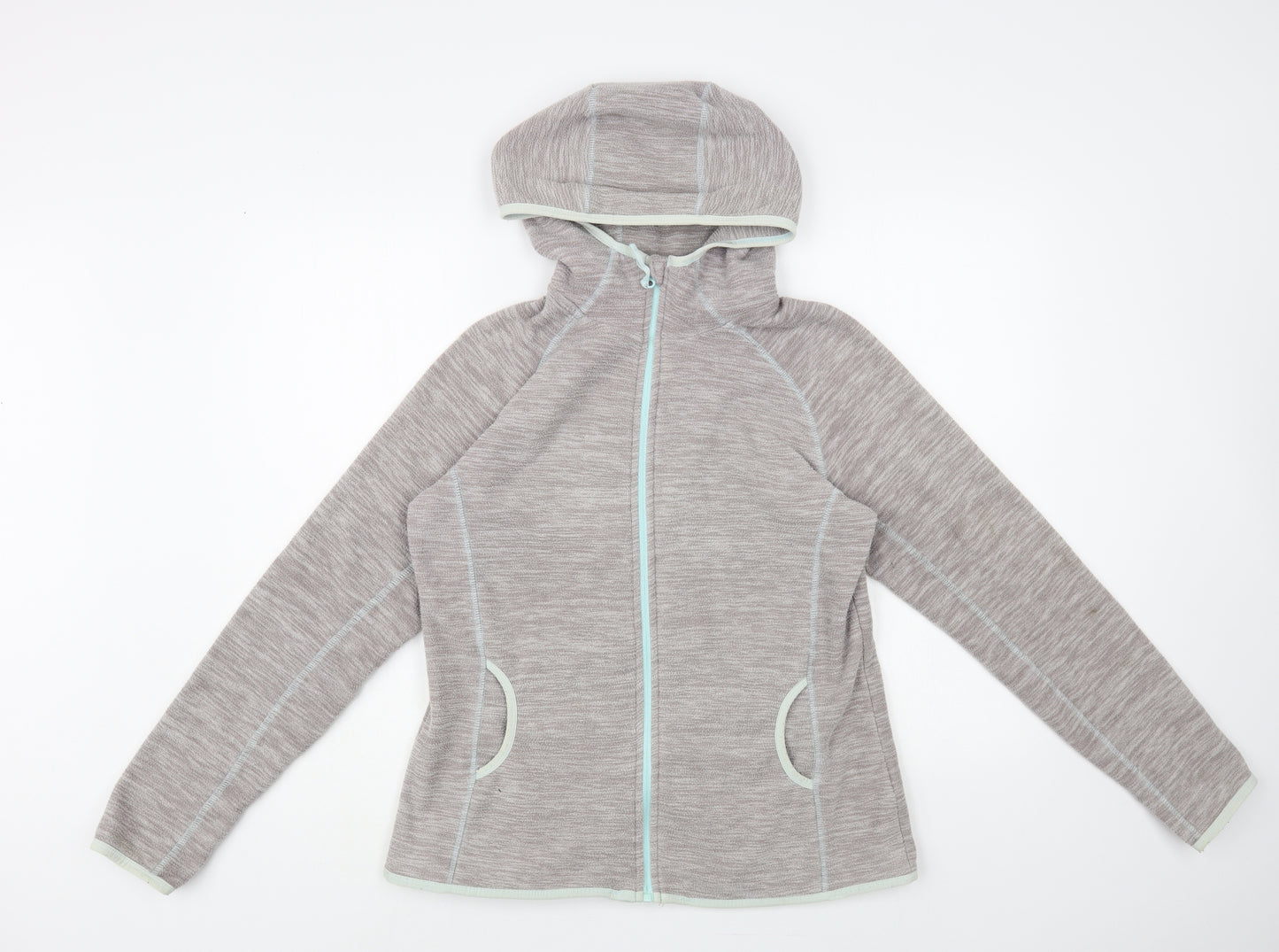 Mountain Warehouse Womens Grey Polyester Full Zip Hoodie Size 14 Zip