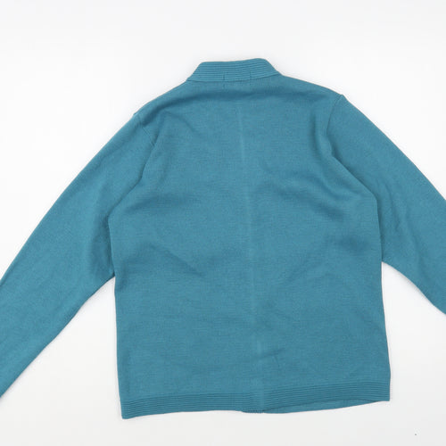 Care Womens Blue V-Neck Acrylic Cardigan Jumper Size S