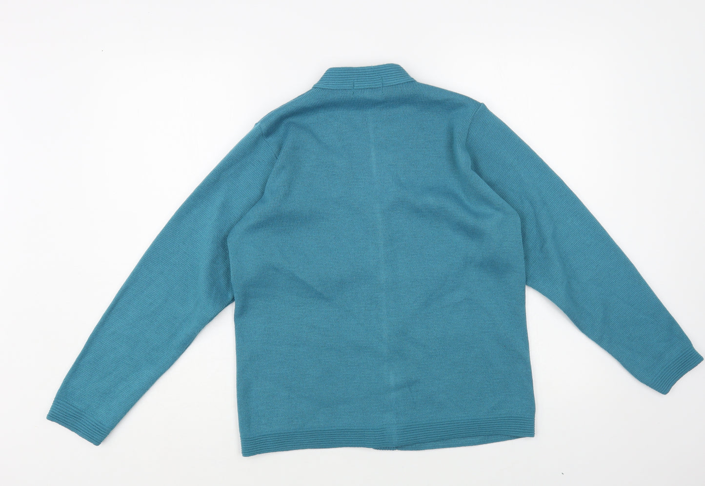 Care Womens Blue V-Neck Acrylic Cardigan Jumper Size S