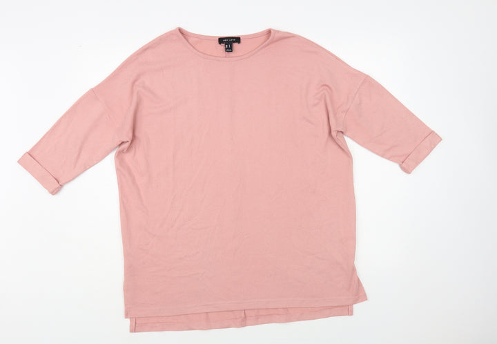 New Look Womens Pink Boat Neck Polyester Pullover Jumper Size S